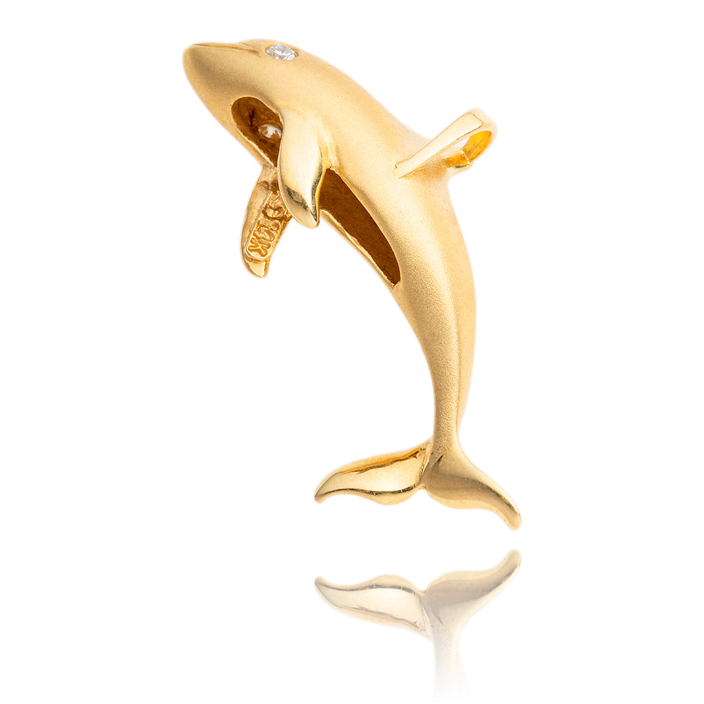 14kt Yellow Gold Dolphin With Diamond Eye Pendant Default Title