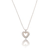 10Kt White Gold Double Heart Diamond Pendant With A 14Kt White Gold Chain Default Title