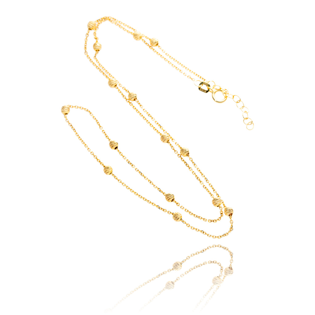 10kt Yellow Gold 16" Diamond Cut Bead Necklace Default Title