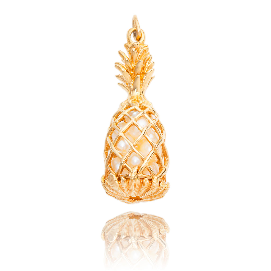 14k Yellow Gold Pineapple Charm with Pearls Default Title
