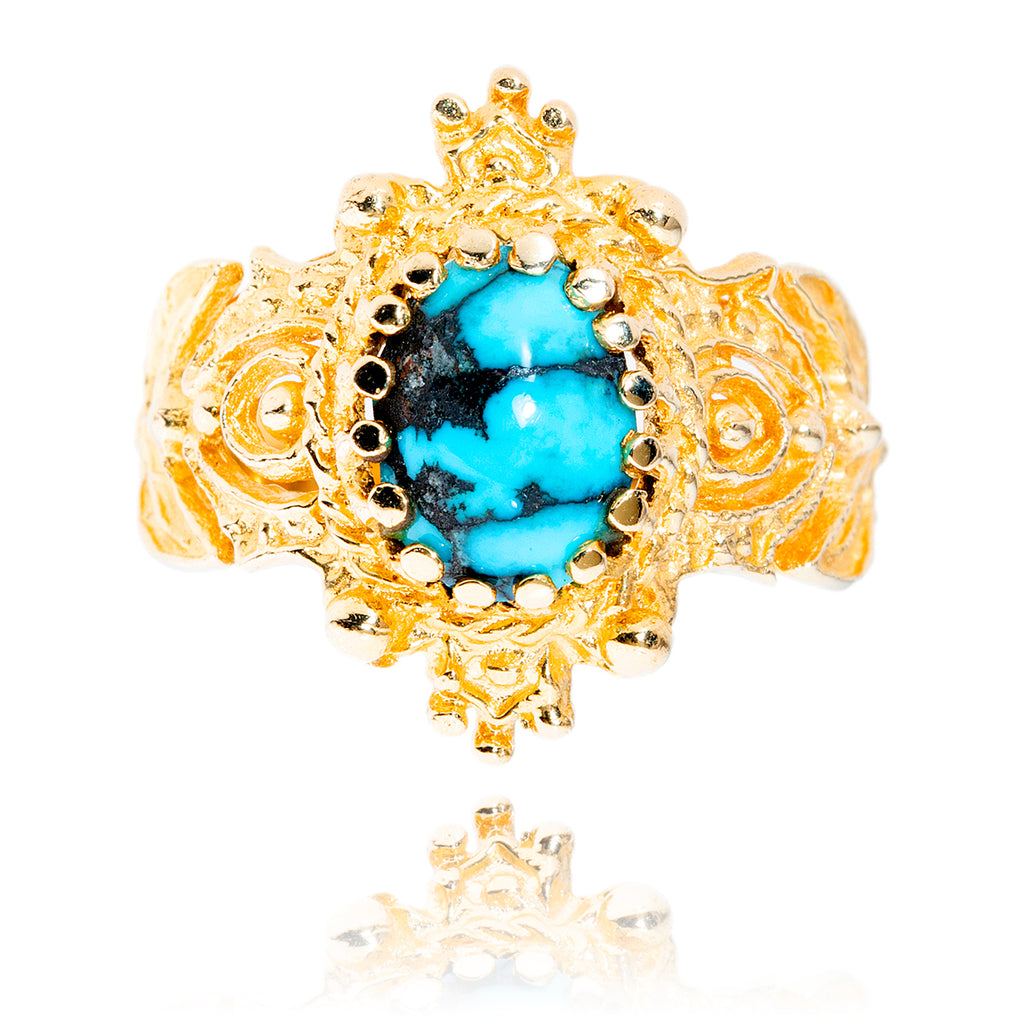 14k y turq textured ring Default Title
