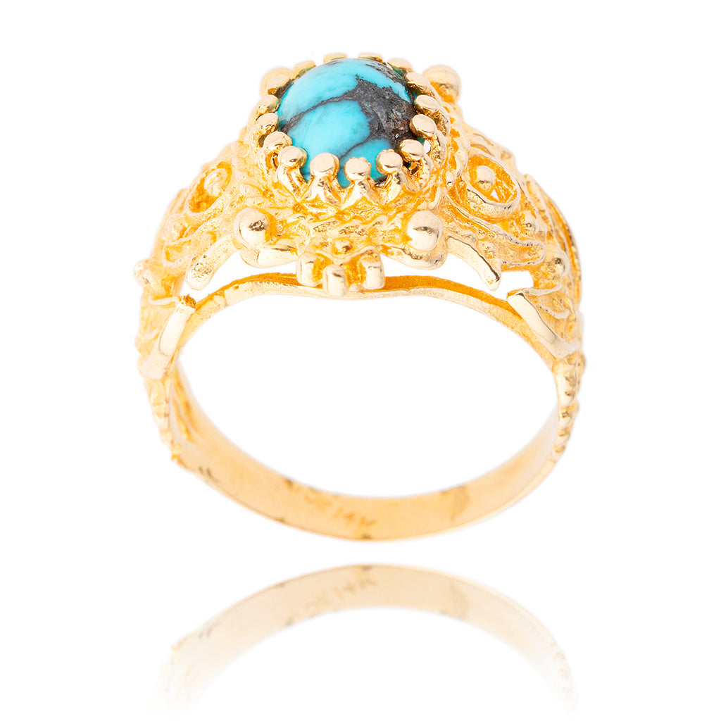 14k y turq textured ring Default Title