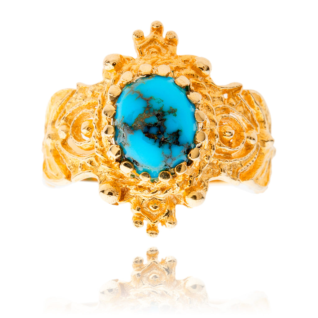 14K Yellow Gold Turquoise Text Ring Default Title