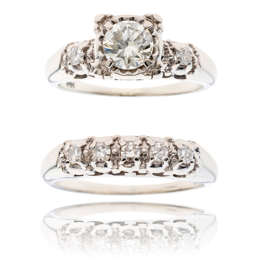14k w .65ct dia ring w match band, .87ctw Default Title