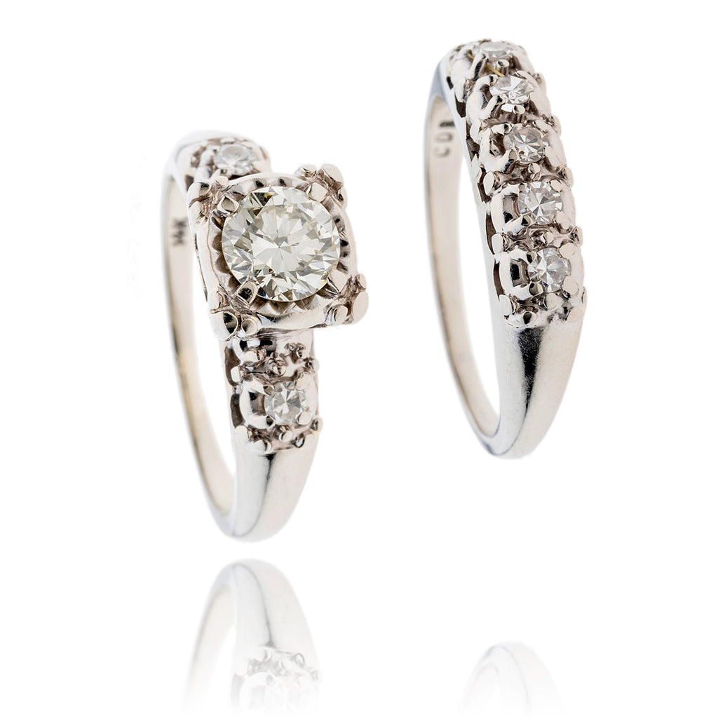 14k w .65ct dia ring w match band, .87ctw Default Title