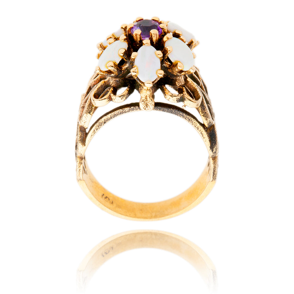 10kt Yellow Gold Opal & Amethyst Ring Default Title