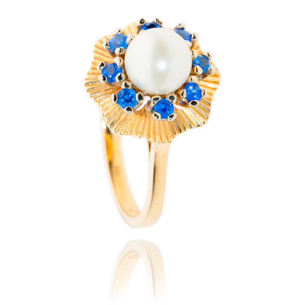 10kt White Gold Pearl & Blue Topaz Ring Default Title