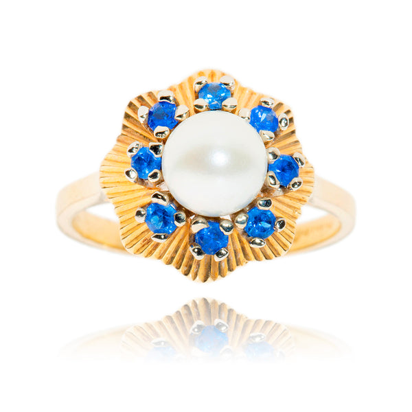 10kt White Gold Pearl & Blue Topaz Ring Default Title
