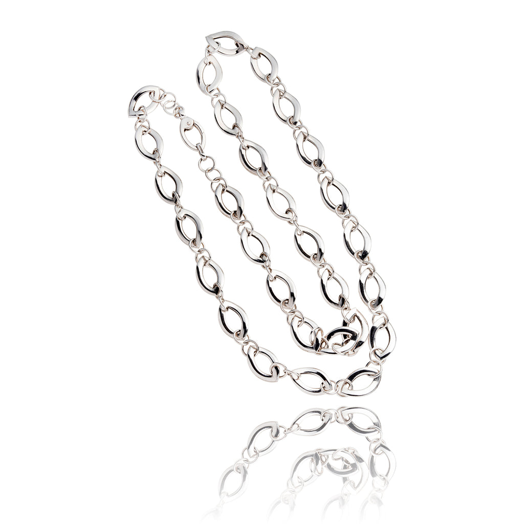 14K White Gold Twisted Marquise Link Neck Default Title