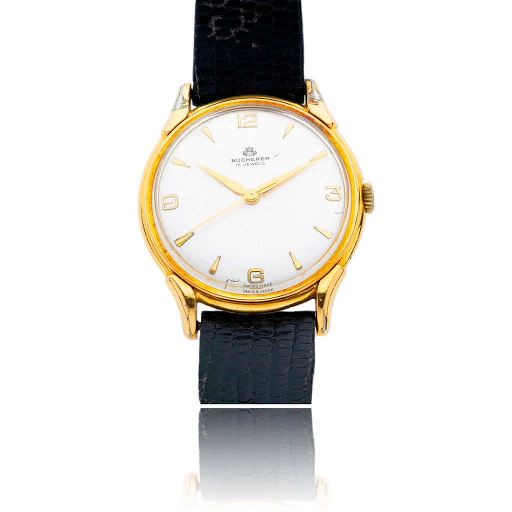 Gentleman's Bucherer Watch White Leather Band Default Title