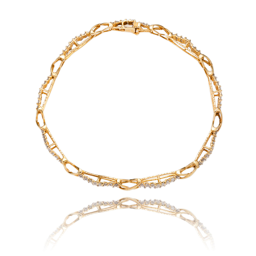 10K Yellow Gold Alternating Bar & 'X' Link Bracelet With 1.50 Default Title