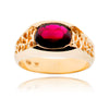 Gentleman's 10kt Yellow Gold Cabochon Cut Oval Red Stone Ring Default Title