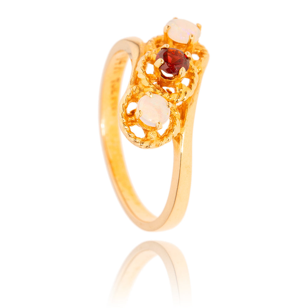 14k y garn & opal 3 acr filig ring Default Title