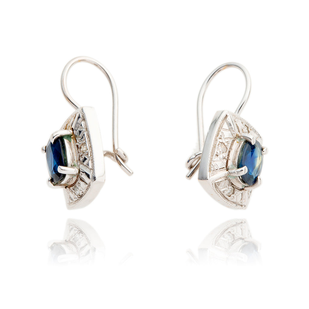 14kt White Gold Sapphire $ Diamond Earrings Default Title