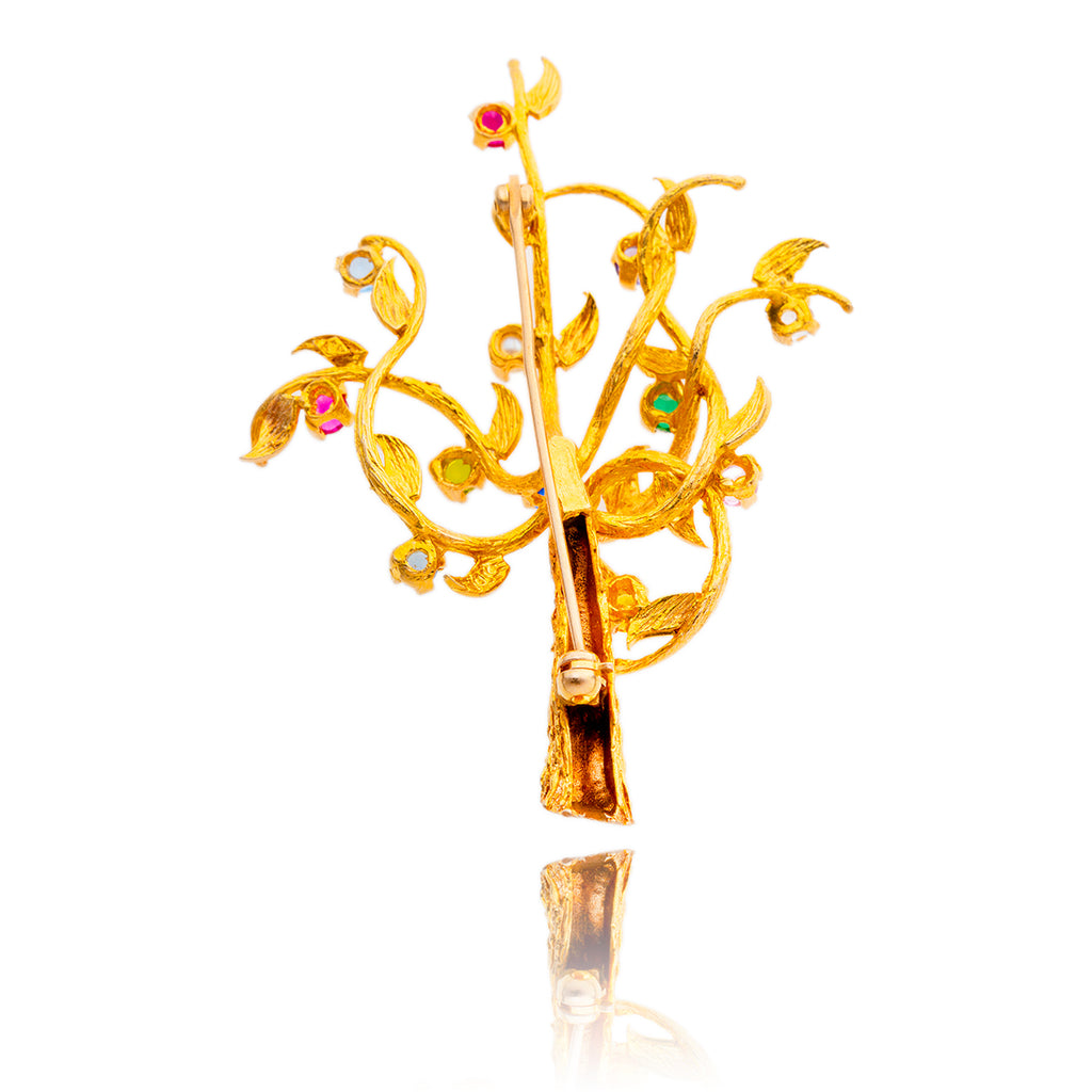 10kt Yellow Gold Gemstone Tree Pin Default Title