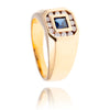 Gentleman's 14kt Yellow Gold Square Cut Sapphire & Diamond Ring Default Title