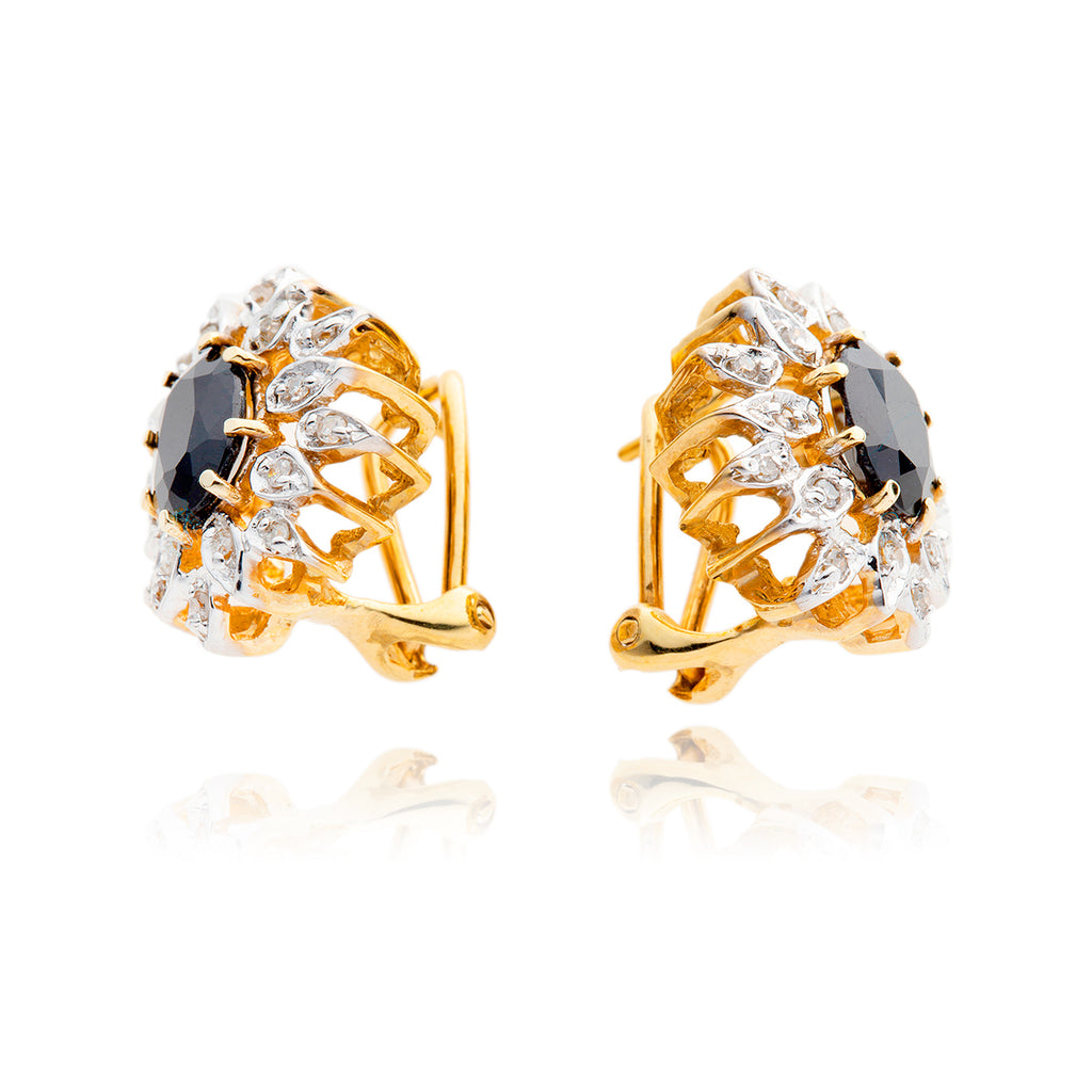 10kt Yellow Gold Sapphire & Diamond Earrings Default Title