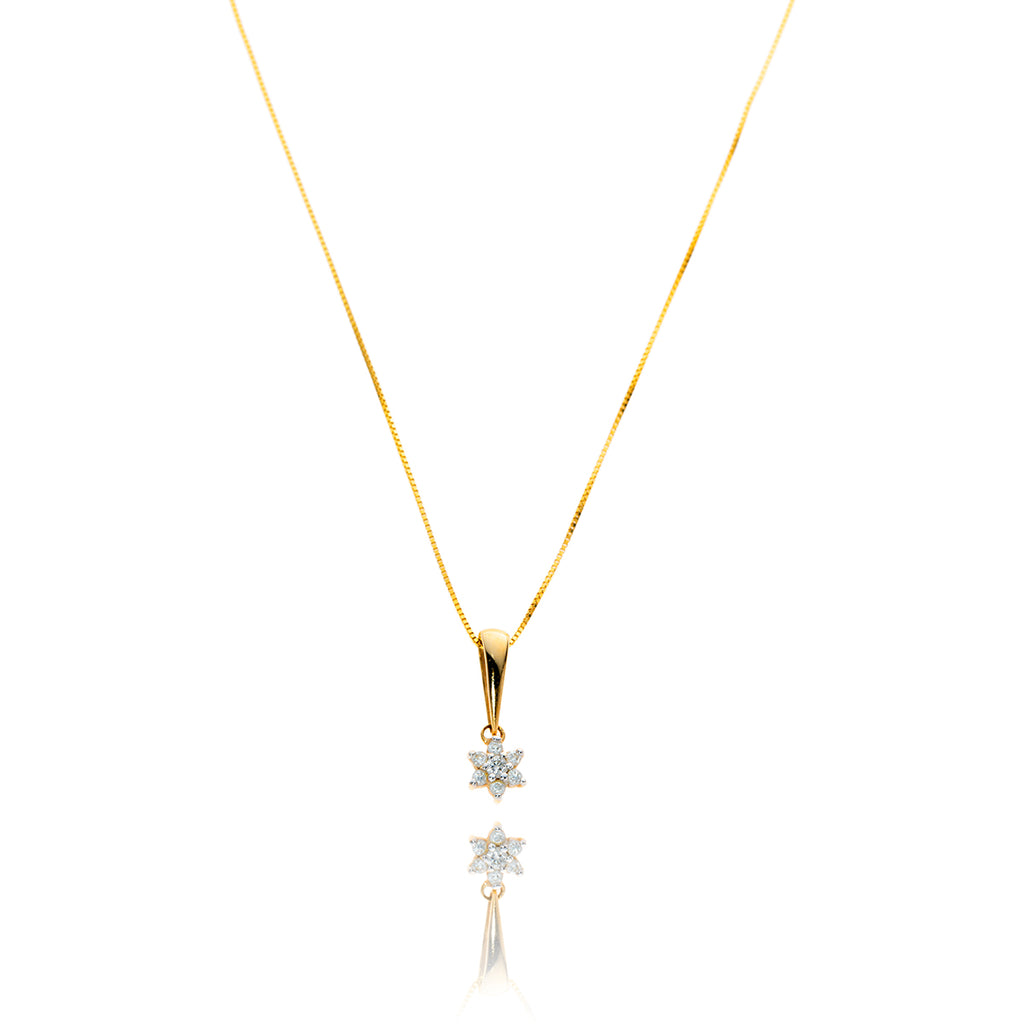 14kt Yellow Gold Diamond Cluster Pendant With Chain Default Title