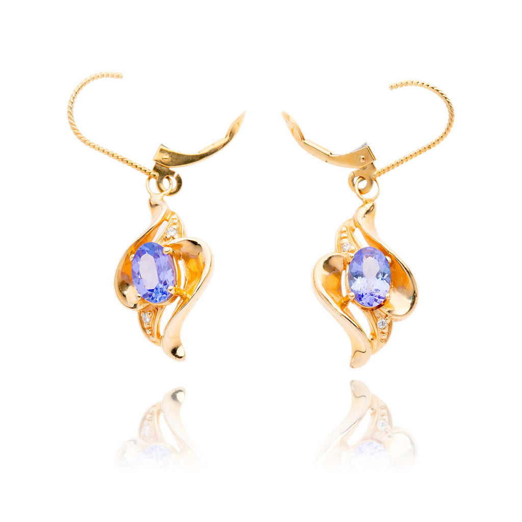 14kt Yellow Gold Tanzanite & Diamond Drop Earrings Default Title