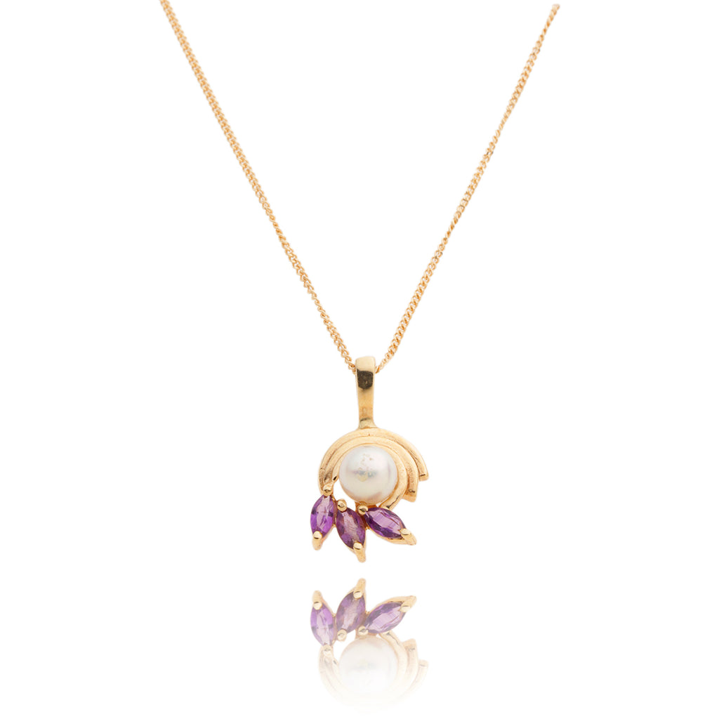 14kt Yellow Gold Pearl & Amethyst Pendant Default Title