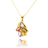 18kt Yellow Gold Detailed Pendant Featuring Blue Topaz, Rhodolite and Amethyst Marquise Cut Gemstones Default Title