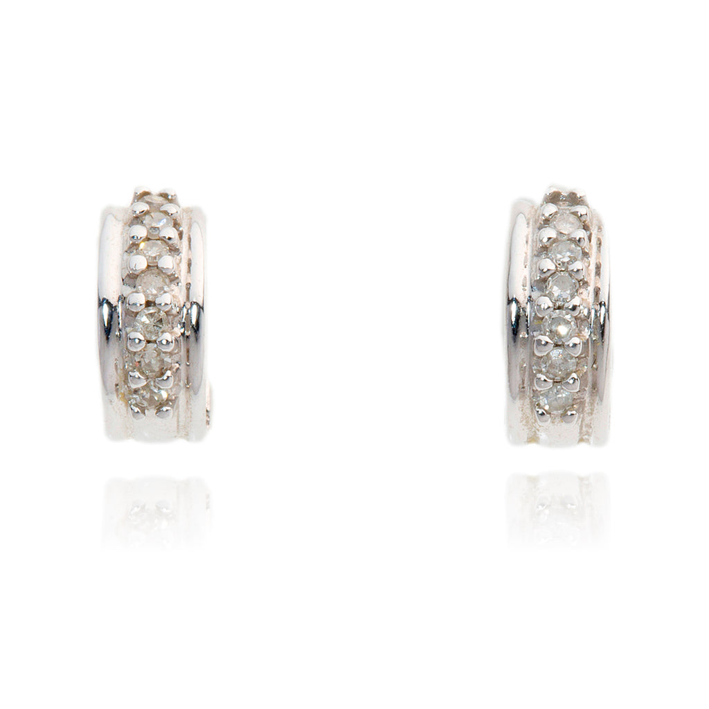 10kt White Gold 1/2 Diamond Hoop Earrings Default Title