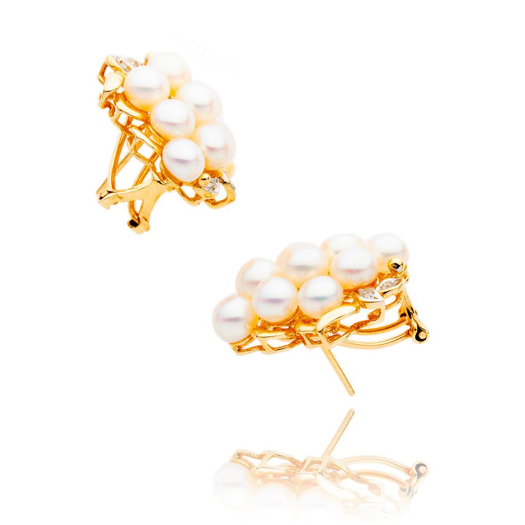14kt Yellow Gold Freshwater Pearl & Diamond Earrings Default Title