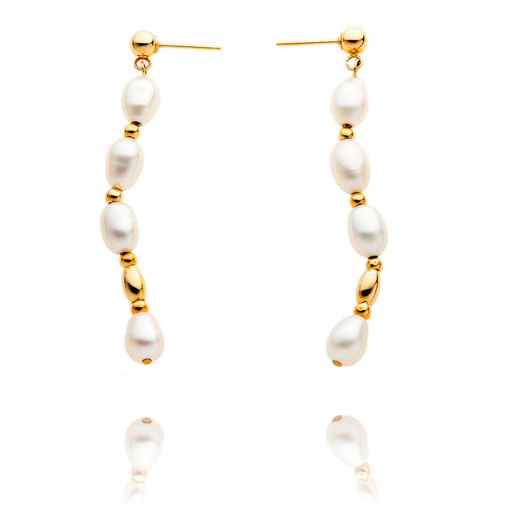 14kt Yellow Gold Fresh Water Pearl Drop Earrings Default Title
