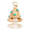 10K Yellow Gold Turquoise & Pearl Bell Charm Default Title