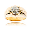 Gentleman's 14K Yellow & White Gold Diamond Cluster Gold Ring Default Title