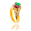 18K Yellow Gold Oval Shaped Ruby & Emerald Swirl Ring With Diamonds Default Title