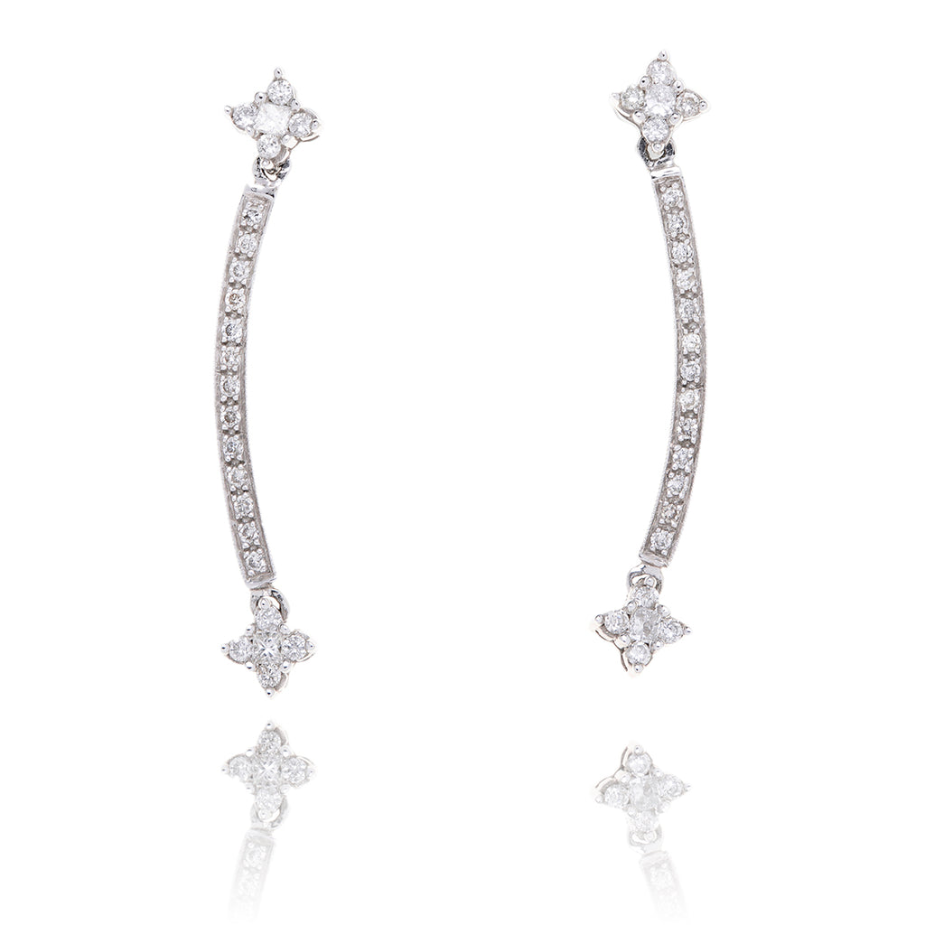 14kt White .57ctw Curve Diamond Drop Earrings Default Title