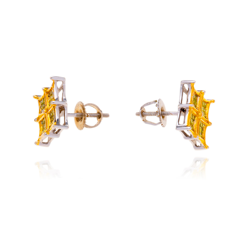 14kt White & Yellow Gold Plated Diamond Earrings Default Title