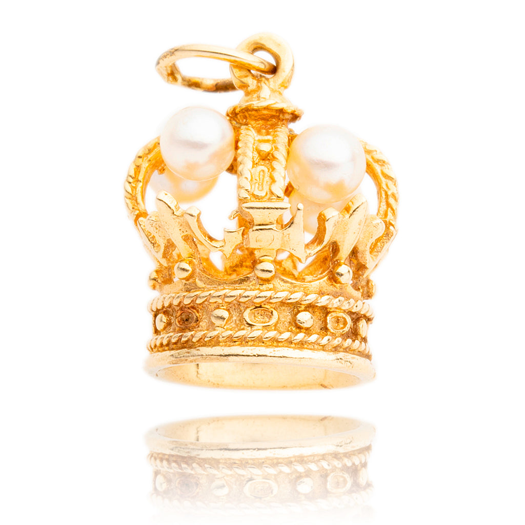 14kt Yellow Gold Pearl Crown Pendant Default Title