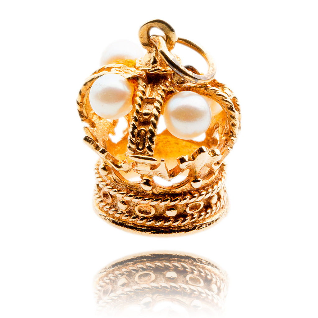 14kt Yellow Gold Pearl Crown Pendant Default Title