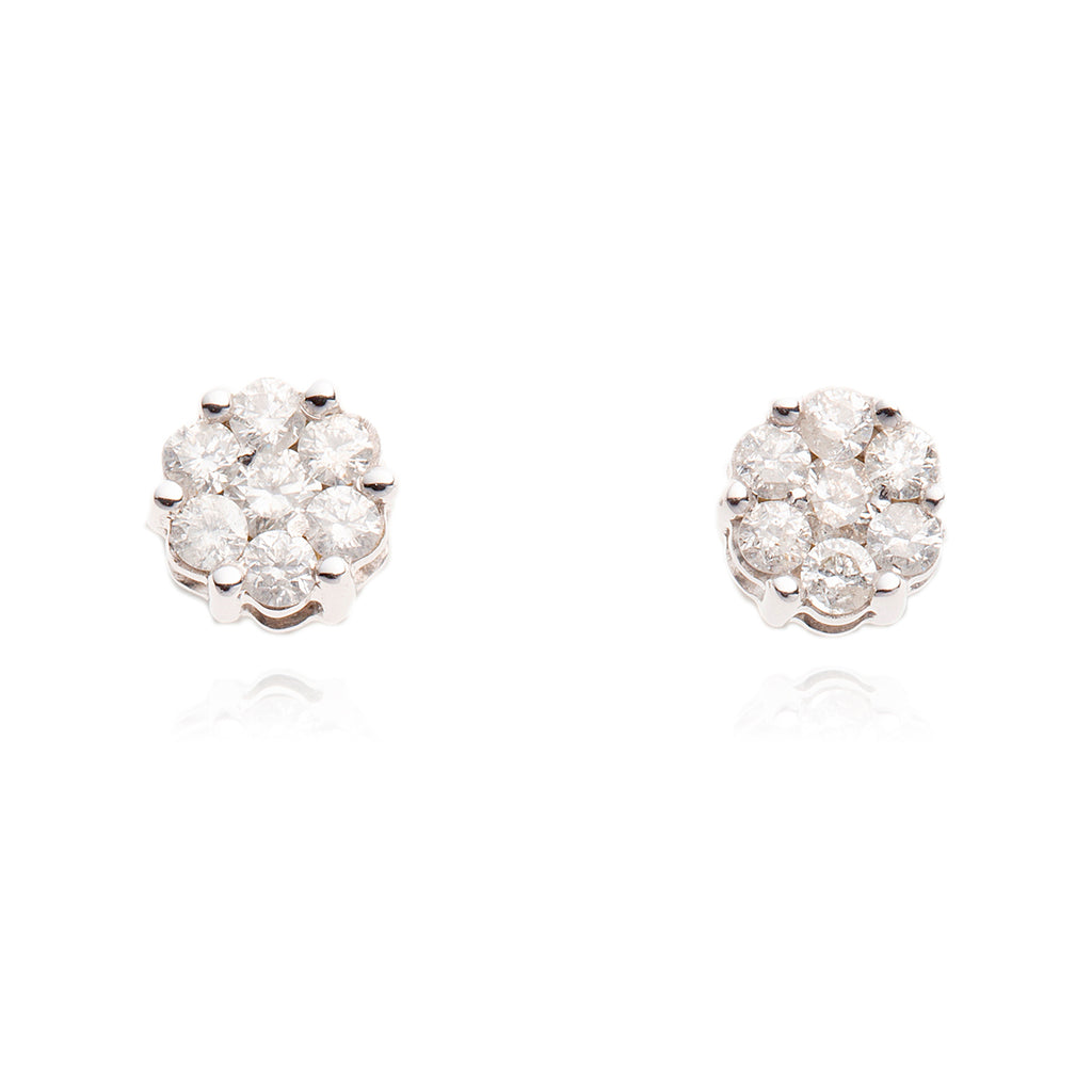 14kt White Gold .46ctw Diamond Cluster Earrings Default Title