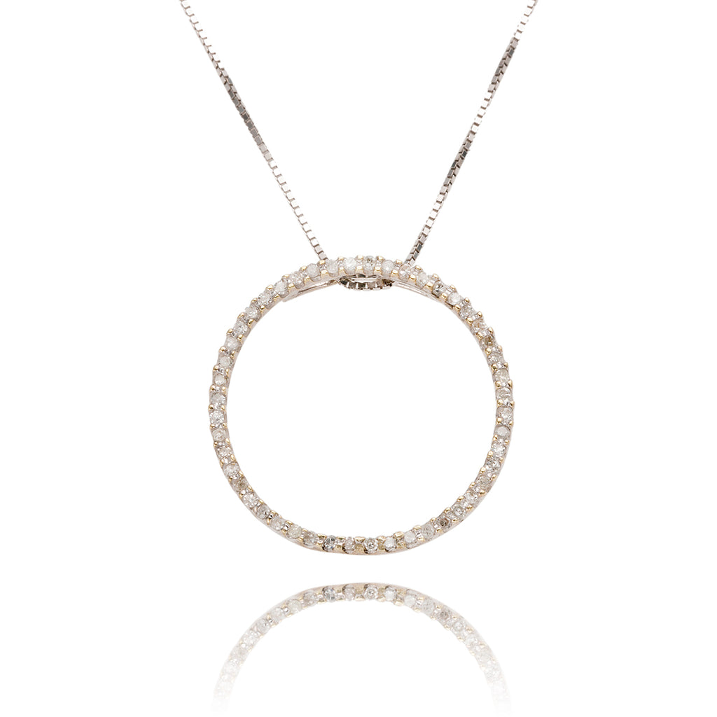 14kt White Gold Diamond Circle Pendant, .25ctw Default Title
