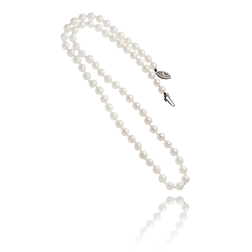 10K White Gold 17" Pearl Strand Necklace Default Title