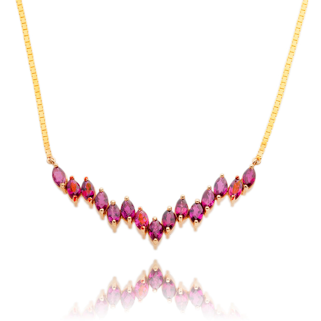 14kt Yellow Gold Necklace With Marquee Ruby Centerpiece Default Title