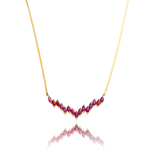 14kt Yellow Gold Necklace With Marquee Ruby Centerpiece Default Title