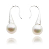 14Kt White Gold Cultured Pearl And Diamond Sheppard Hook Drop Earrings Default Title