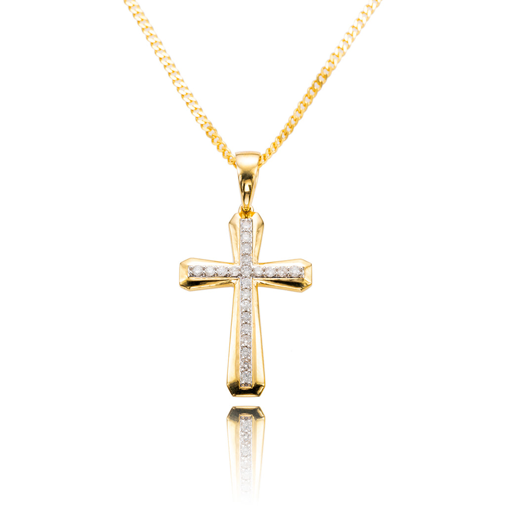 Diamond Cross Pendant With Chain Default Title