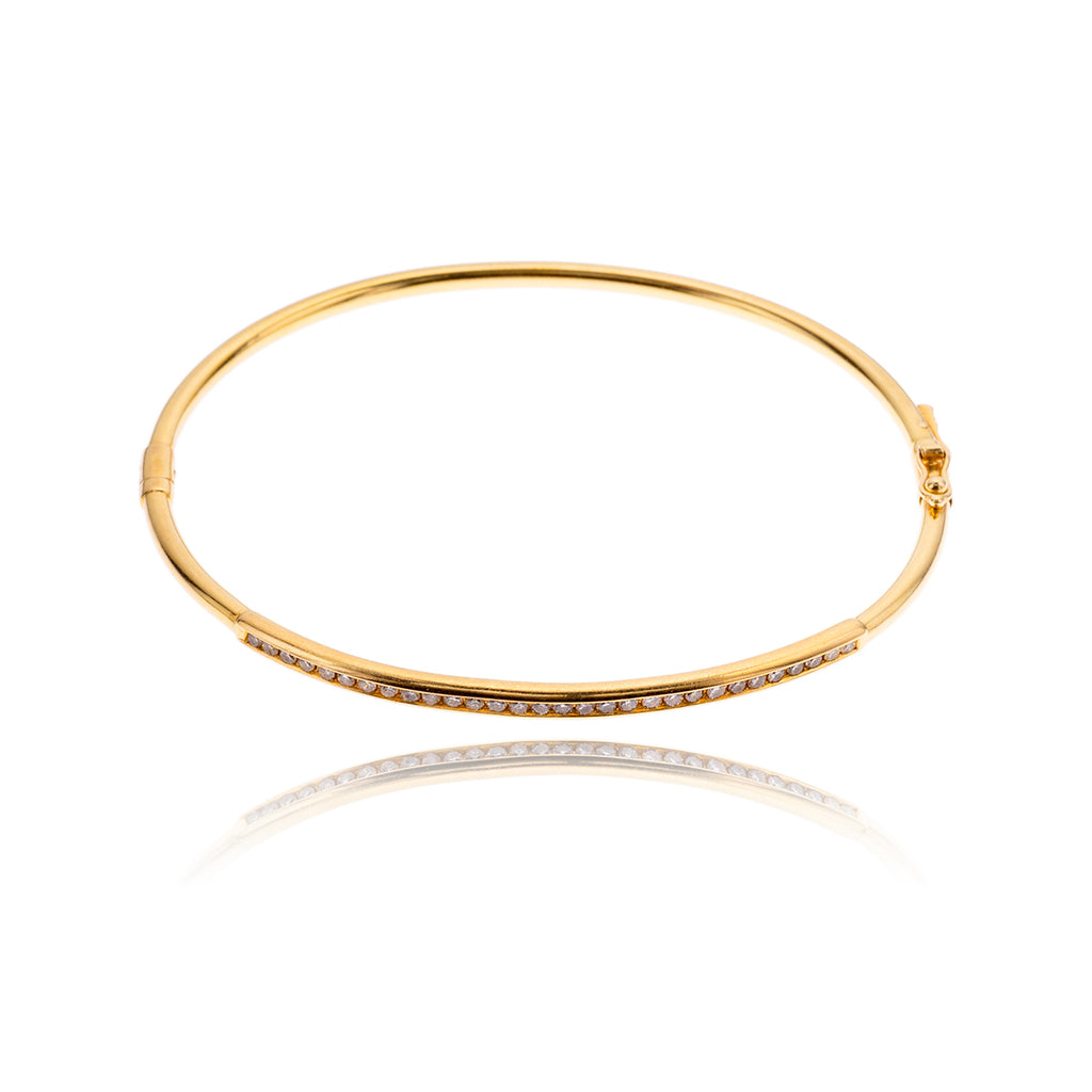 14K Yellow Gold Diamond-Set Hinged Bangle Bracelet, 0.45ctw Default Title