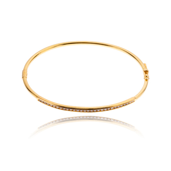 14K Yellow Gold Diamond-Set Hinged Bangle Bracelet, 0.45ctw Default Title