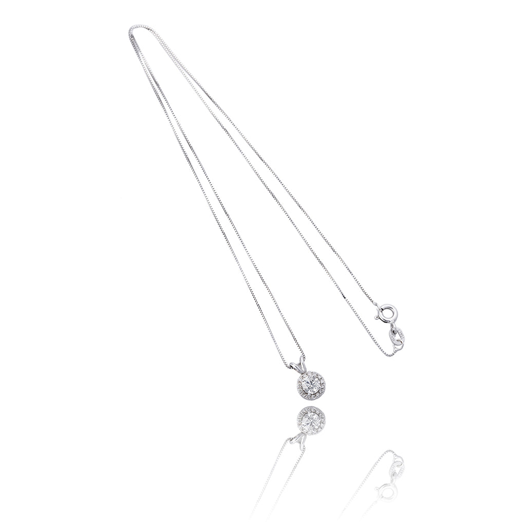 14Kt White Gold .45Ctw Diamond Halo Pendant Default Title