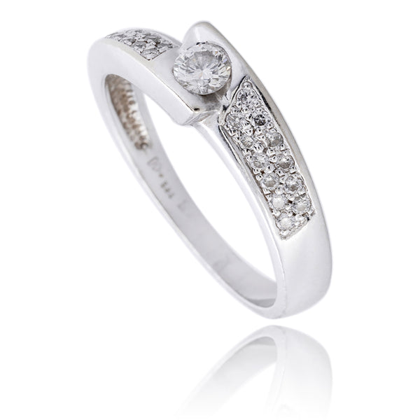 14Kt White Gold Channel And 2-Row Bead Set Diamond Ring Default Title
