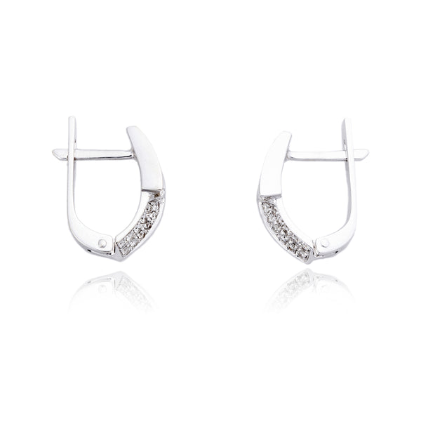 14Kt White Gold Channel And 2-Row Bead Set Diamond Earrings Default Title