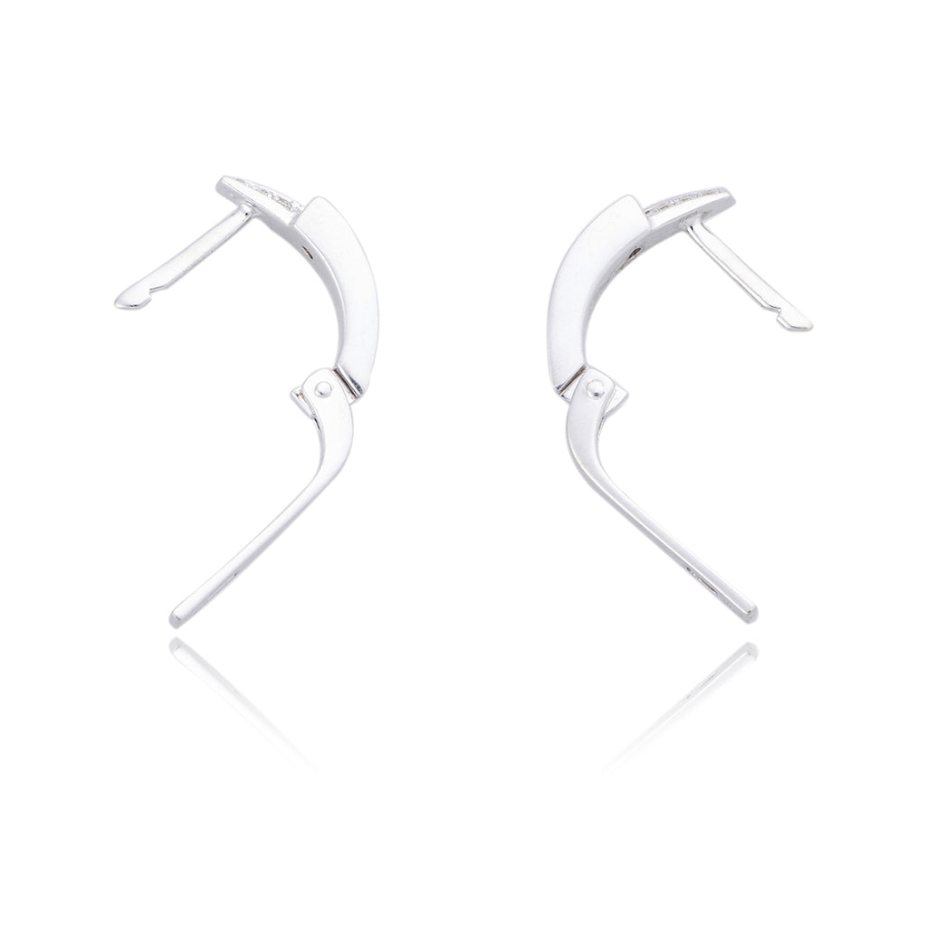 14Kt White Gold Channel And 2-Row Bead Set Diamond Earrings Default Title
