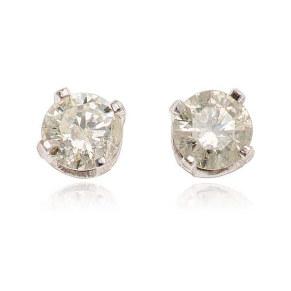 18Kt White Gold .51 Carat Total Weight Diamond Stud Earrings Default Title