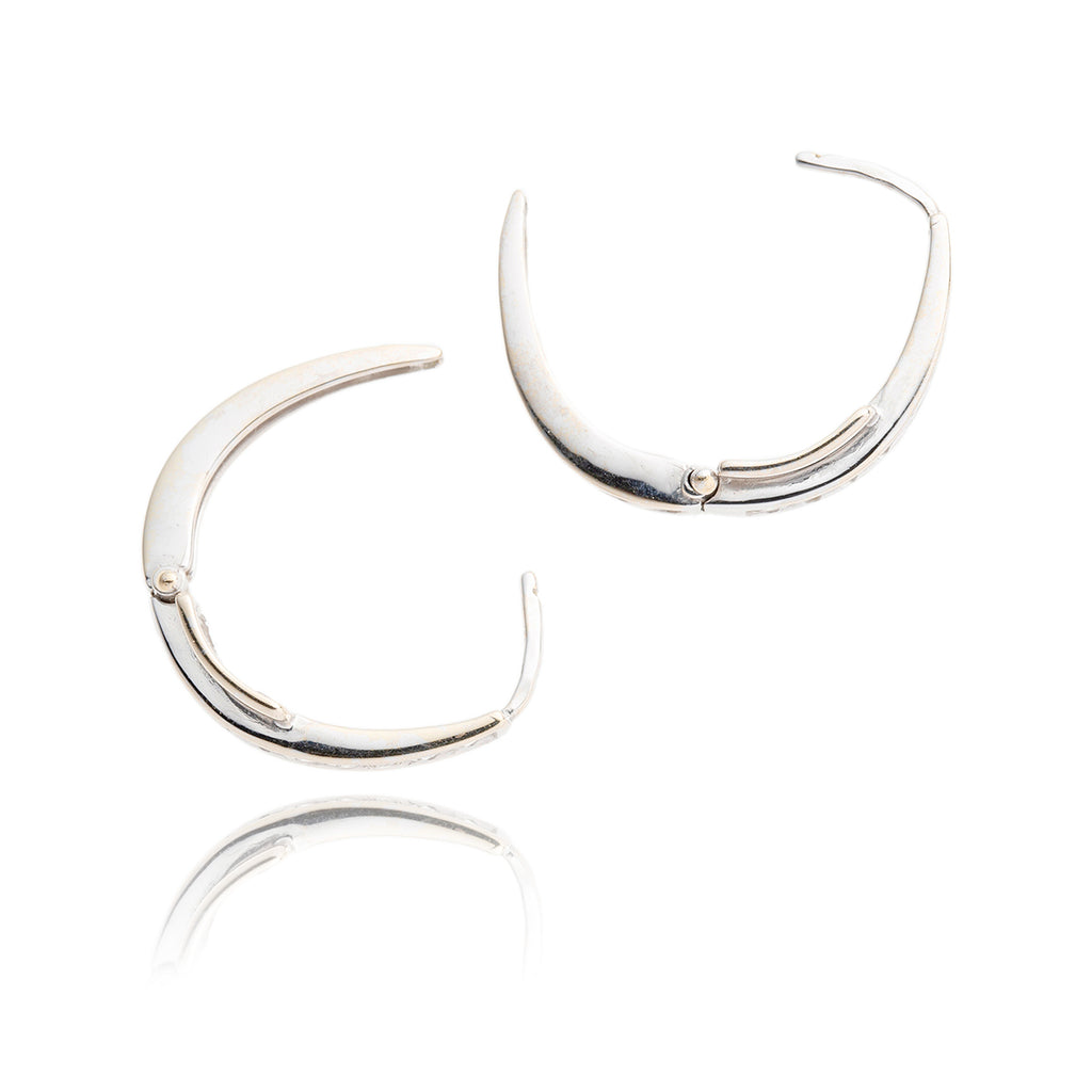 18kt White Gold Cubic Zirconia Hinged Hoop Earrings Default Title